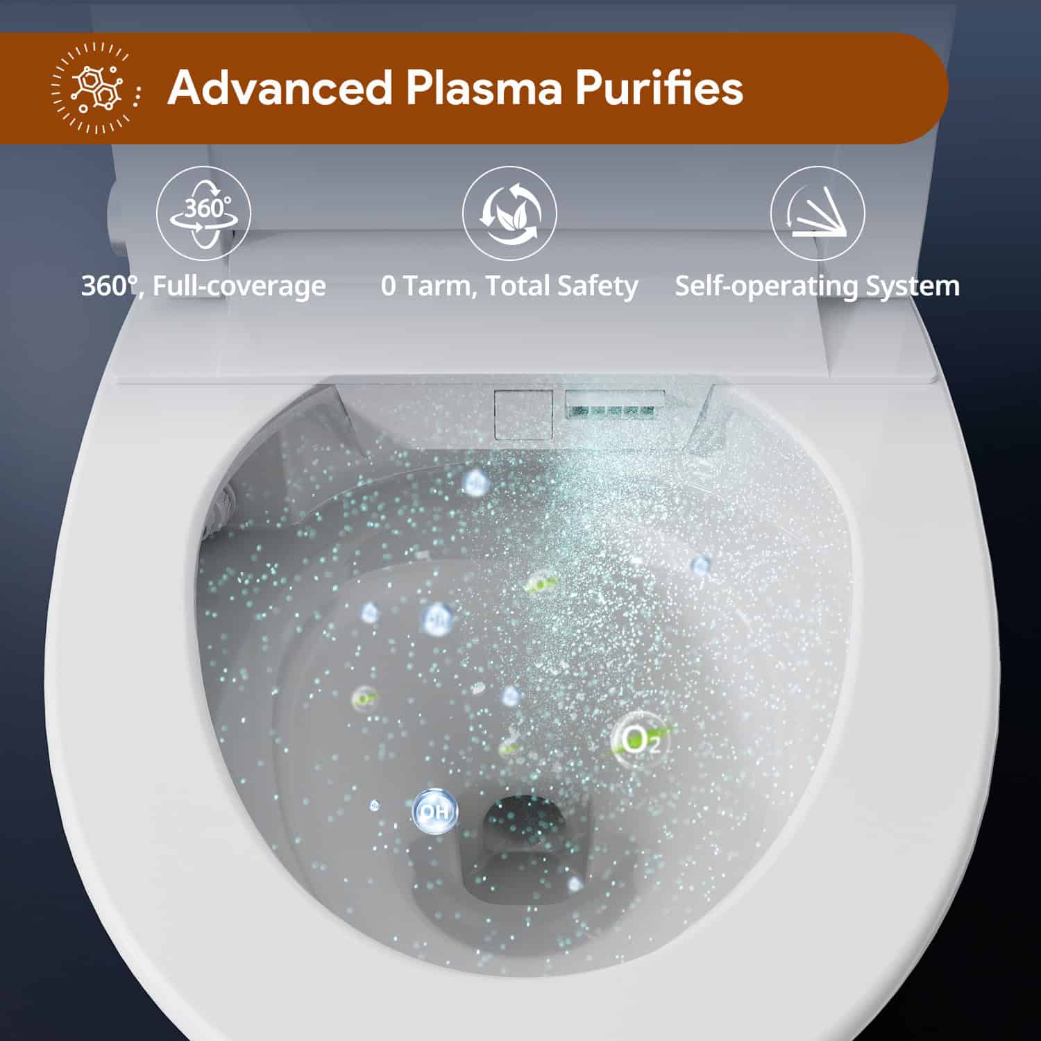 Uncle Brown ST12 Smart Toilet advanced plasma purifier with 360° coverage and a self-operating system.